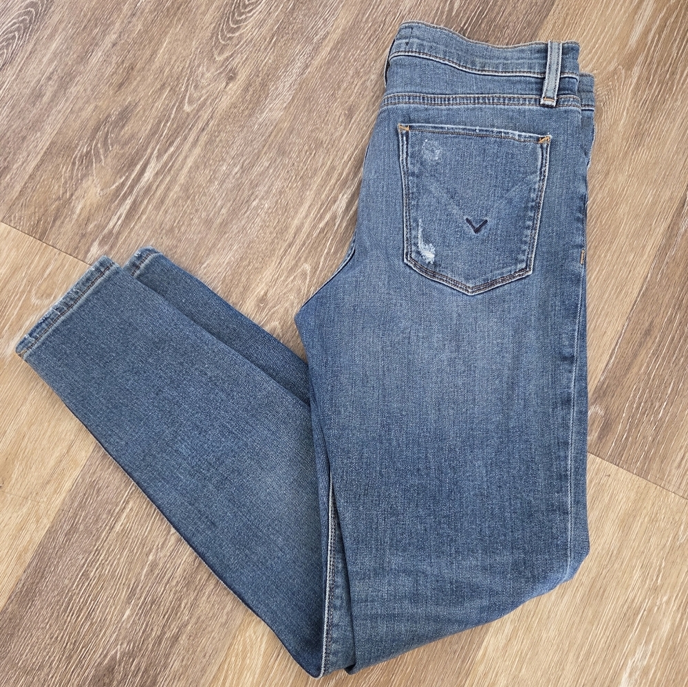 Hudson Nico Super Skinny Denim Straight Leg Blue Jeans Zip-up Stretch Sz 28